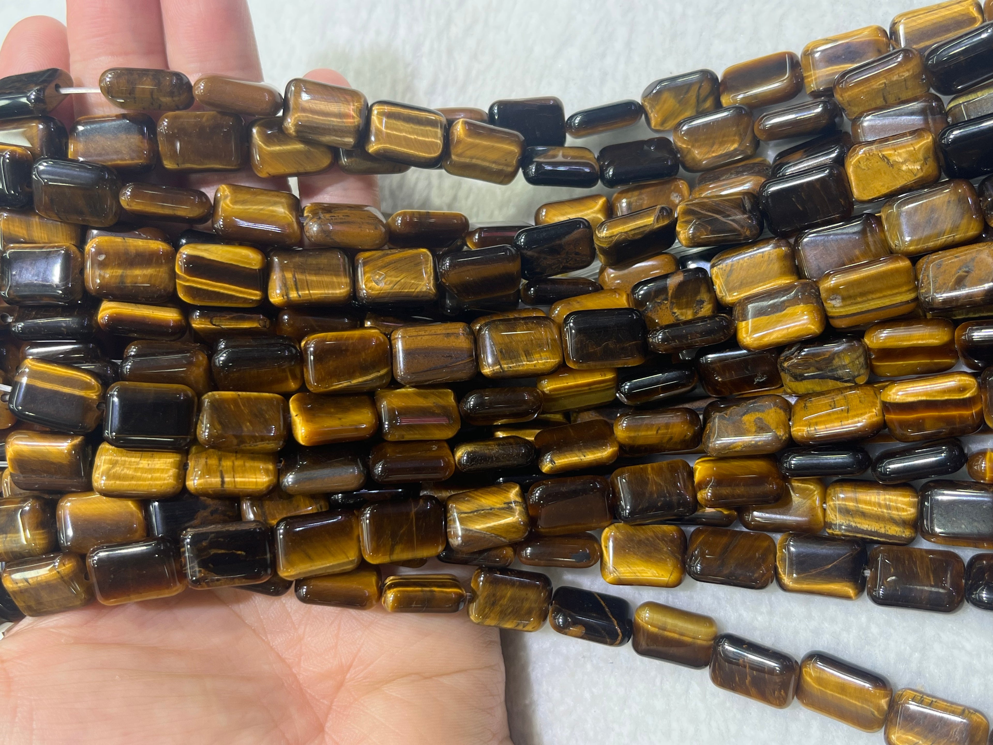 Yellow Tiger Eyes 10x14mm Rectangle Gemstone Loose Beads 15 inches