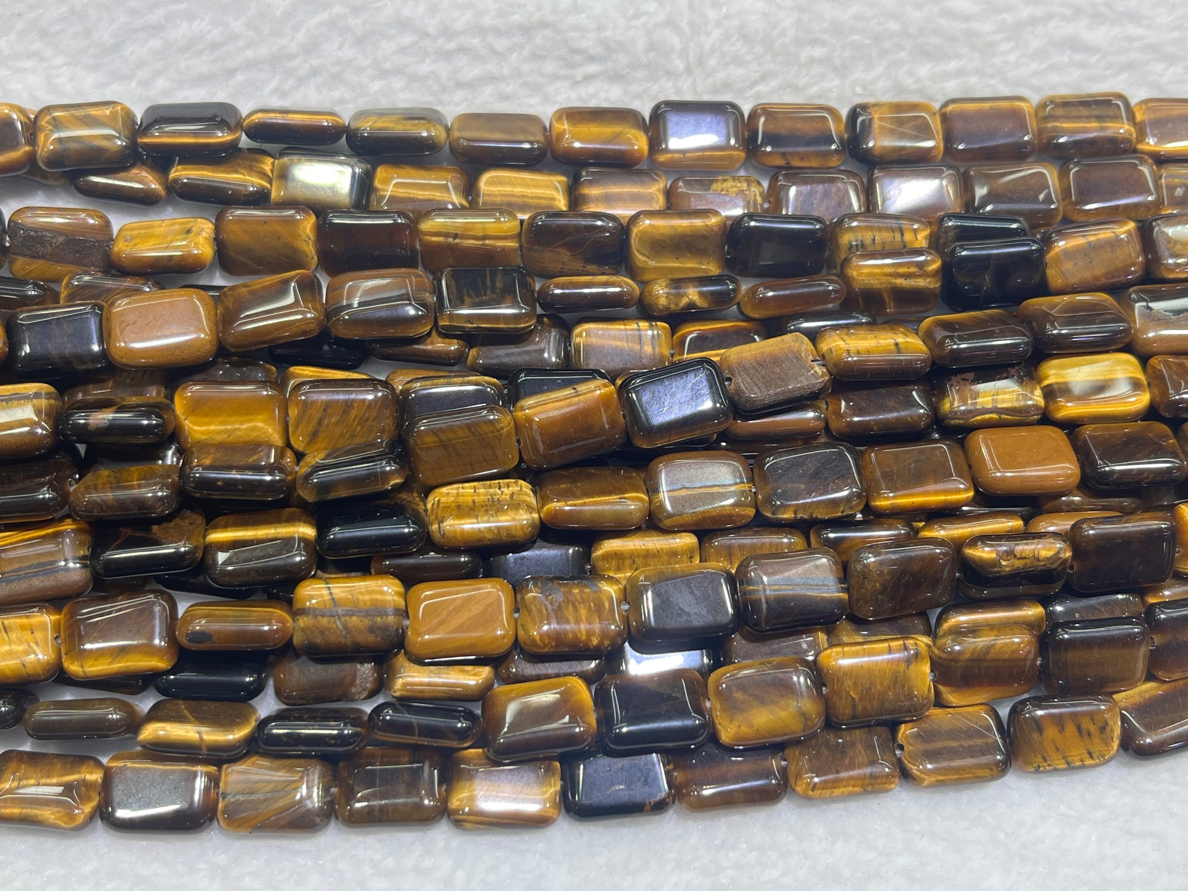 Yellow Tiger Eyes 10x14mm Rectangle Gemstone Loose Beads 15 inches