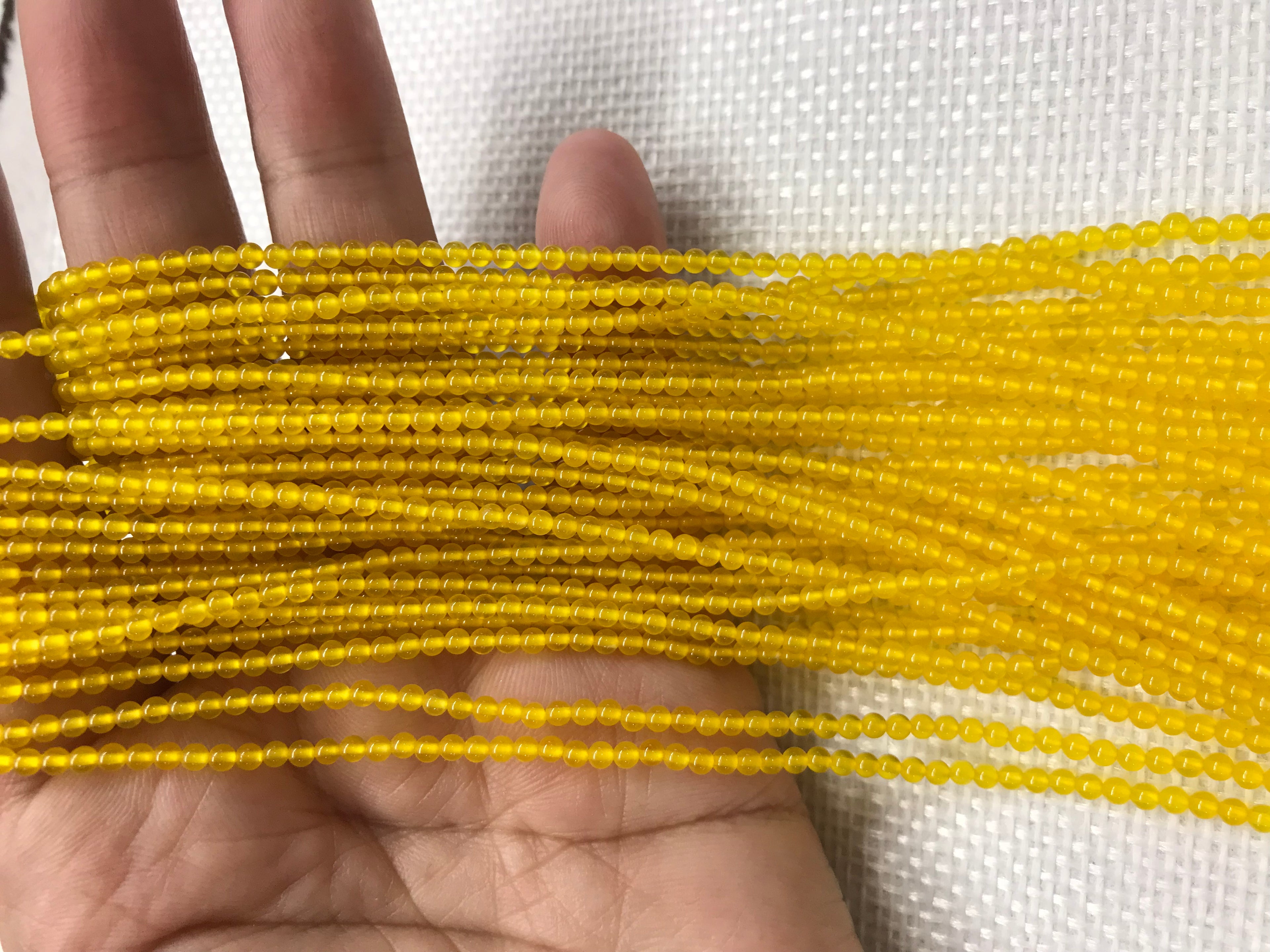 Yellow Agate 2-2.5mm Round Gemstone Loose Beads 15 Inch Strand for Jewelry Making — DIY Bracelet Necklace Supplies for Beaders, Crafters  & Wholesale Buyers