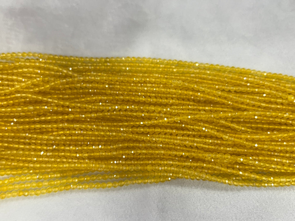 Yellow Agate 3mm Faceted Round Gemstone Loose Beads 15 Inch Strand for Jewelry Making — DIY Bracelet Necklace Supplies for Beaders, Crafters  & Wholesale Buyers