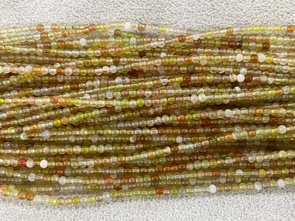 Multicolour Agate 3mm - 4mm Round Gemstone Loose Beads 15 inches