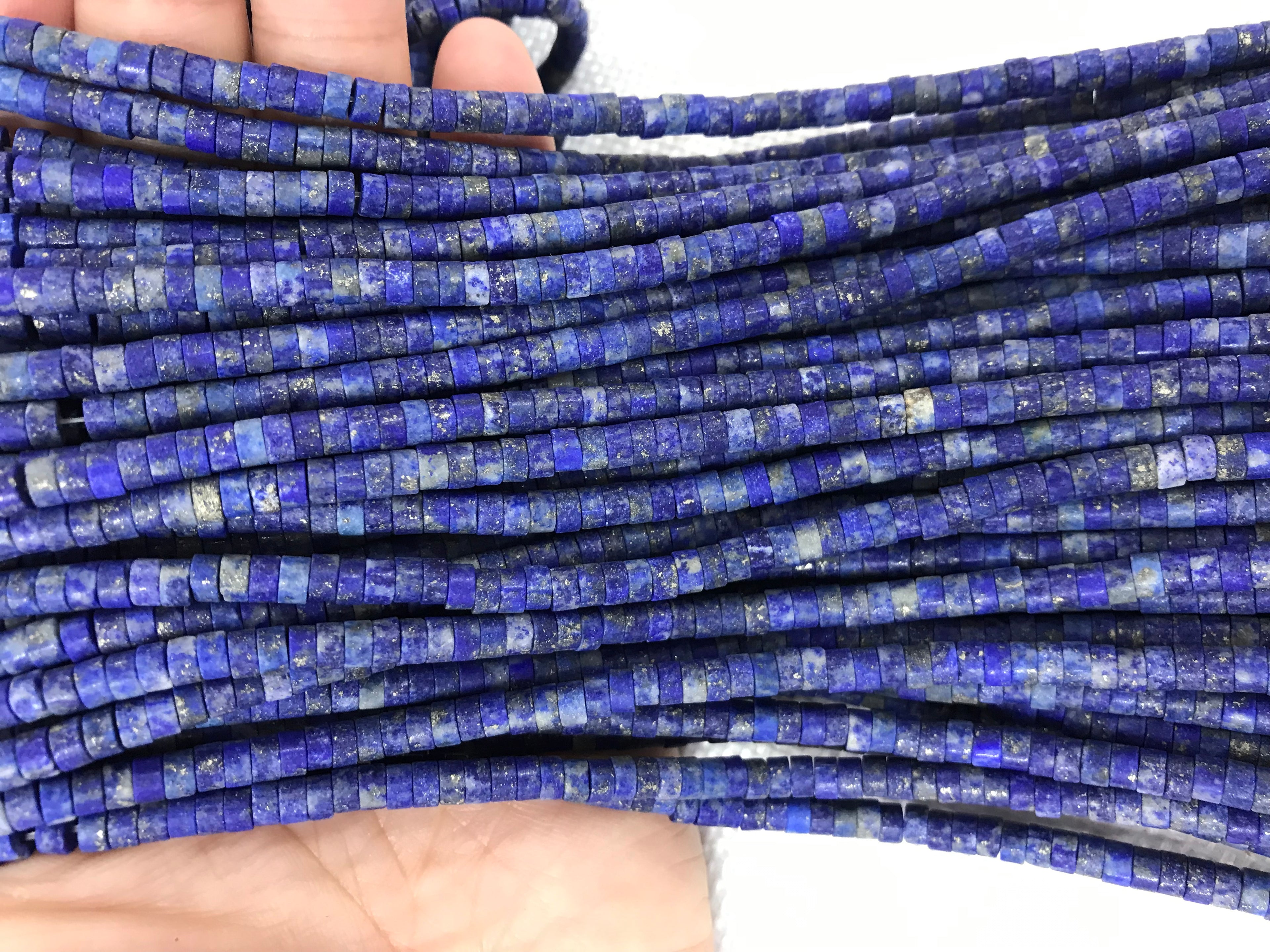 Matte Lapis Lazuli 4mm Heishi Gemstone Loose Beads 15 Inch Strand for Jewelry Making — DIY Bracelet Necklace Supplies for Beaders, Crafters  & Wholesale Buyers