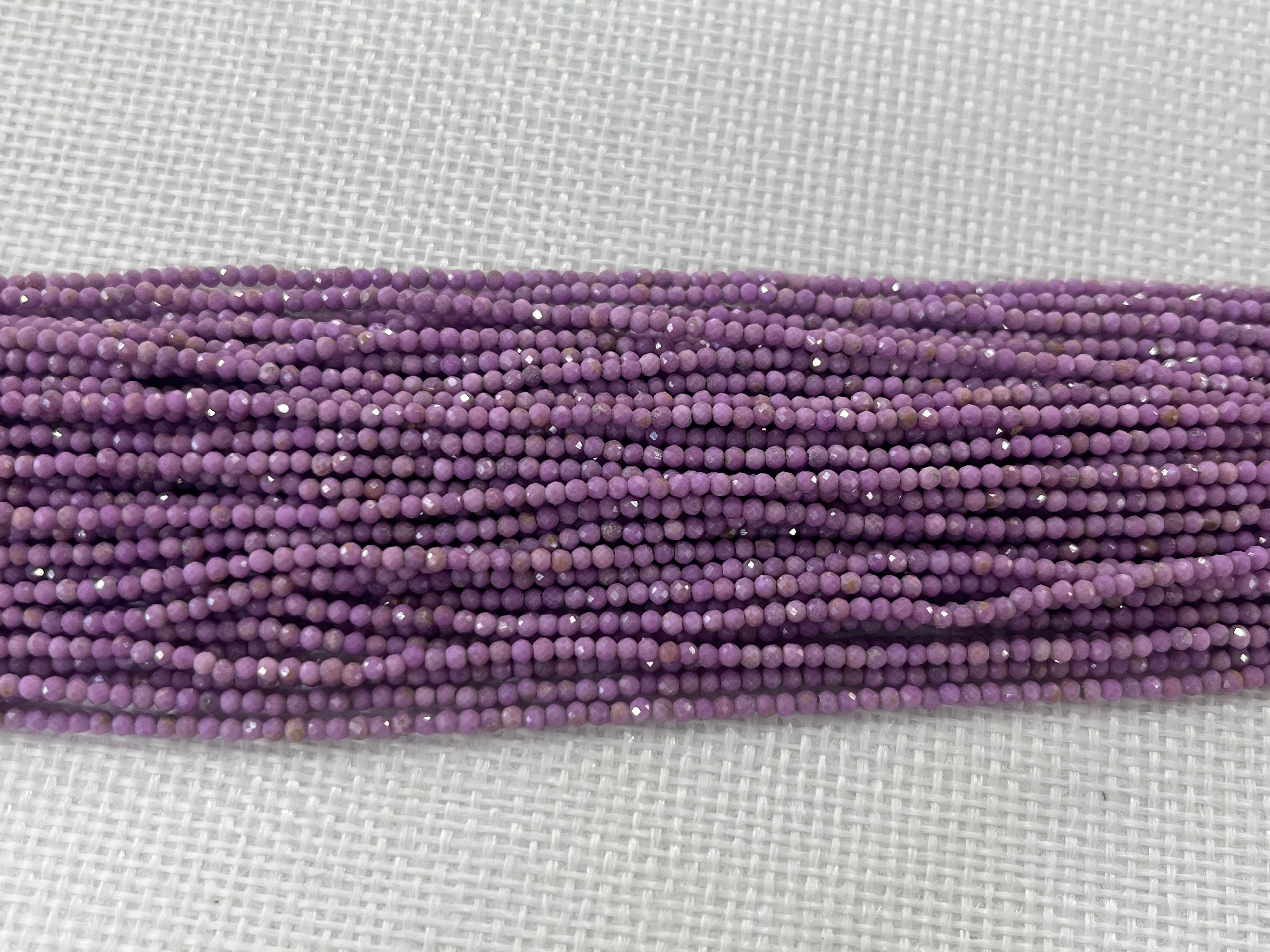 Faceted Purple phosphosiderite 2mm Round Cut Gemstone Loose Beads 15 inches