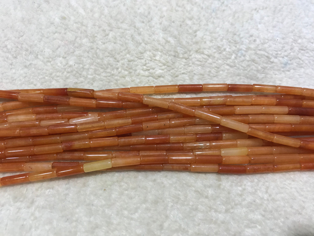 Red Aventurine 4x13mm Column Gemstone Loose Tube Beads 15 inches