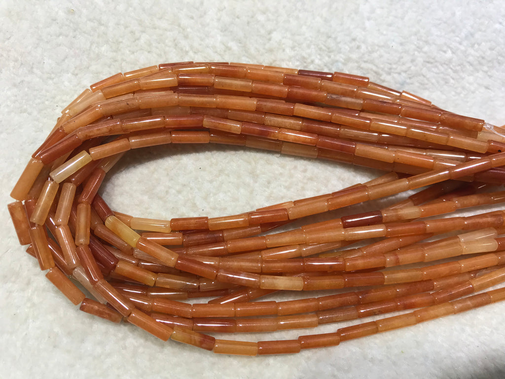 Red Aventurine 4x13mm Column Gemstone Loose Tube Beads 15 inches