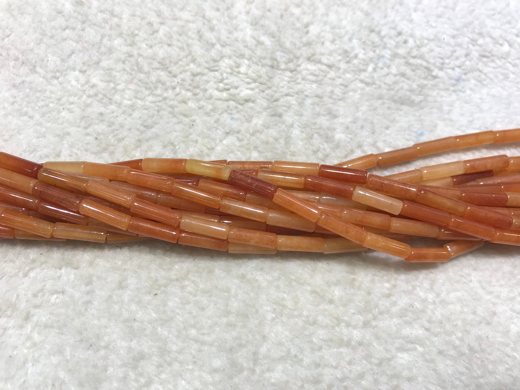 Red Aventurine 4x13mm Column Gemstone Loose Tube Beads 15 inches